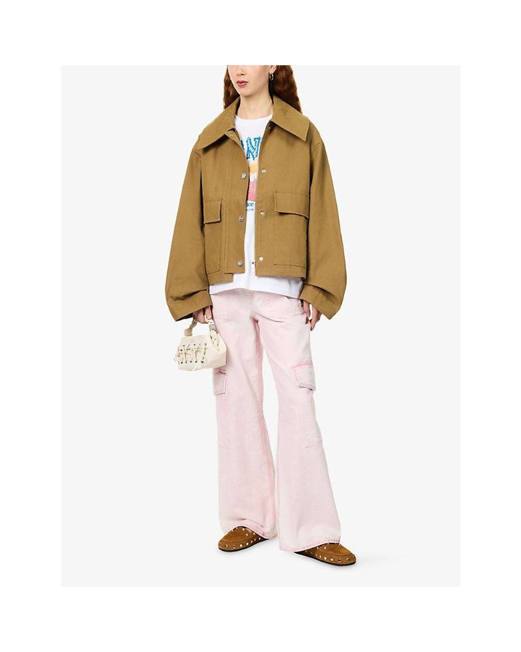Ganni Natural Canvas Short Barn Cotton Jacket