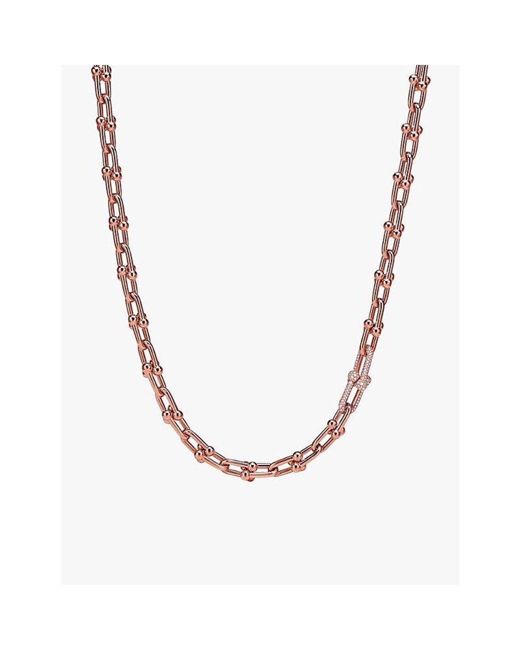 Tiffany & Co Metallic Tiffany Hardwear Medium Link 18Ct Rose- And 1.39Ct Diamond Necklace