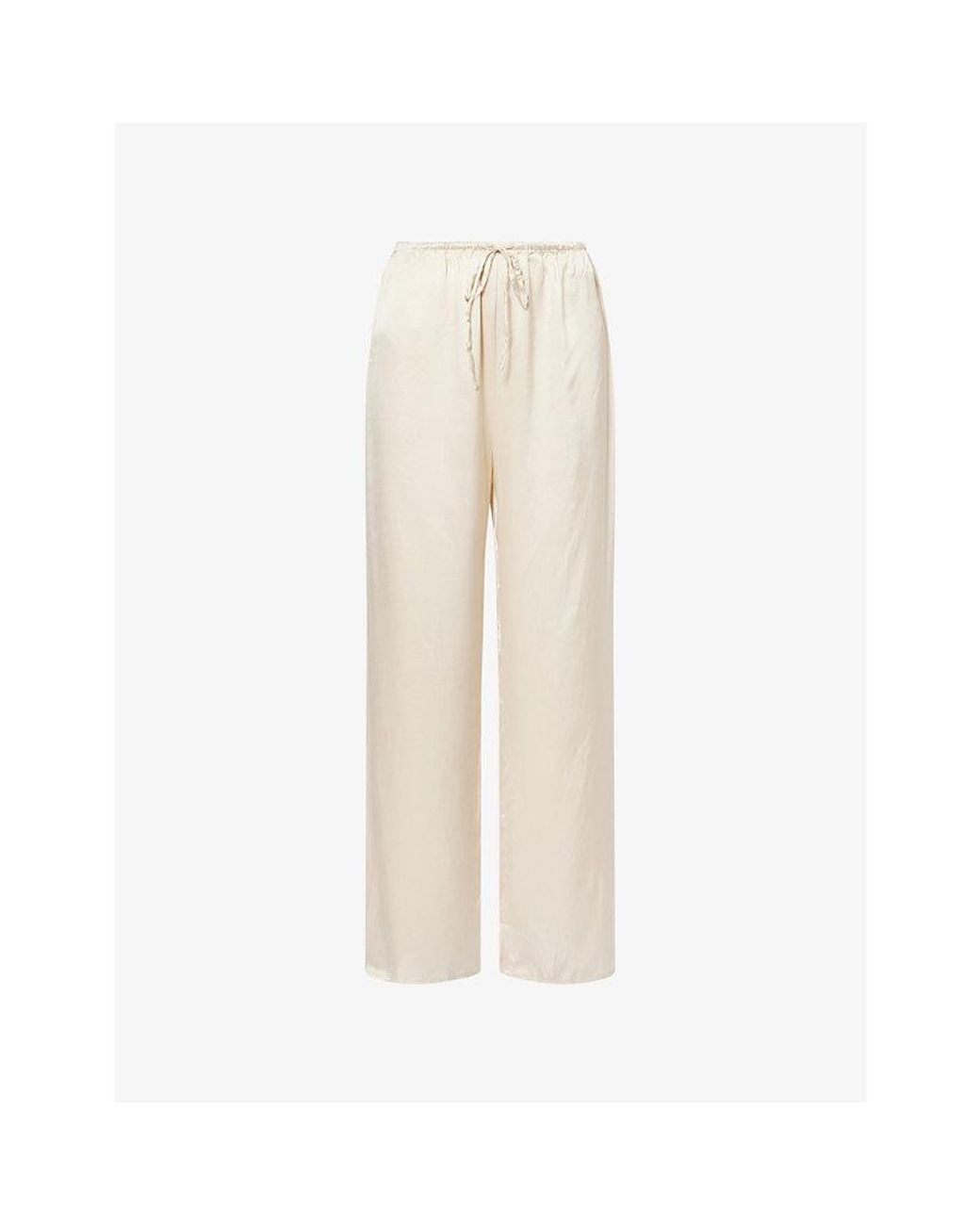Dissh Natural Percy Wide-Leg Silk Trousers