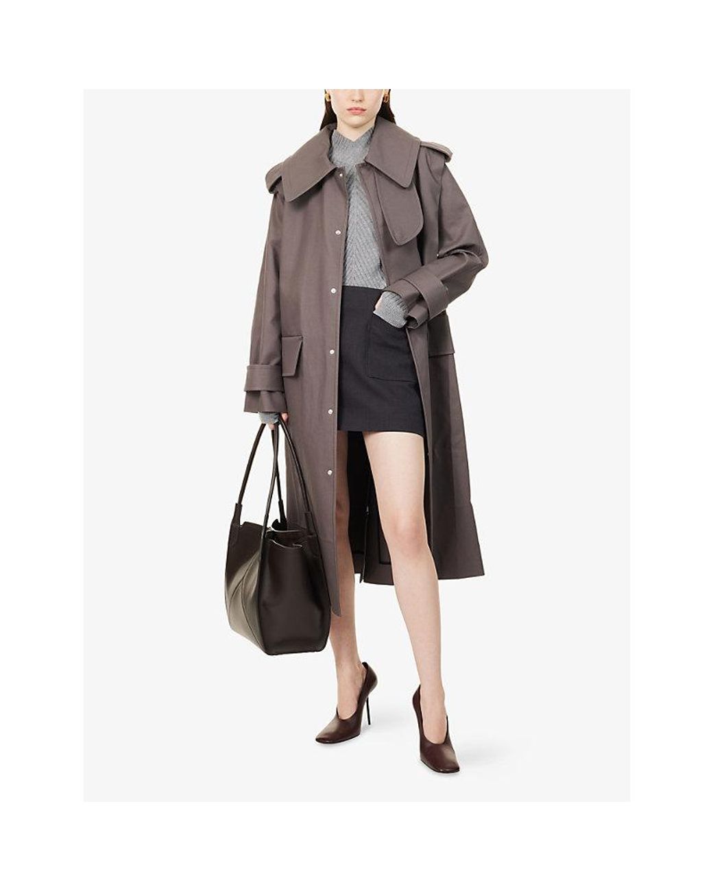 Victoria Beckham Brown Philippa Belted Cotton Trench Coat