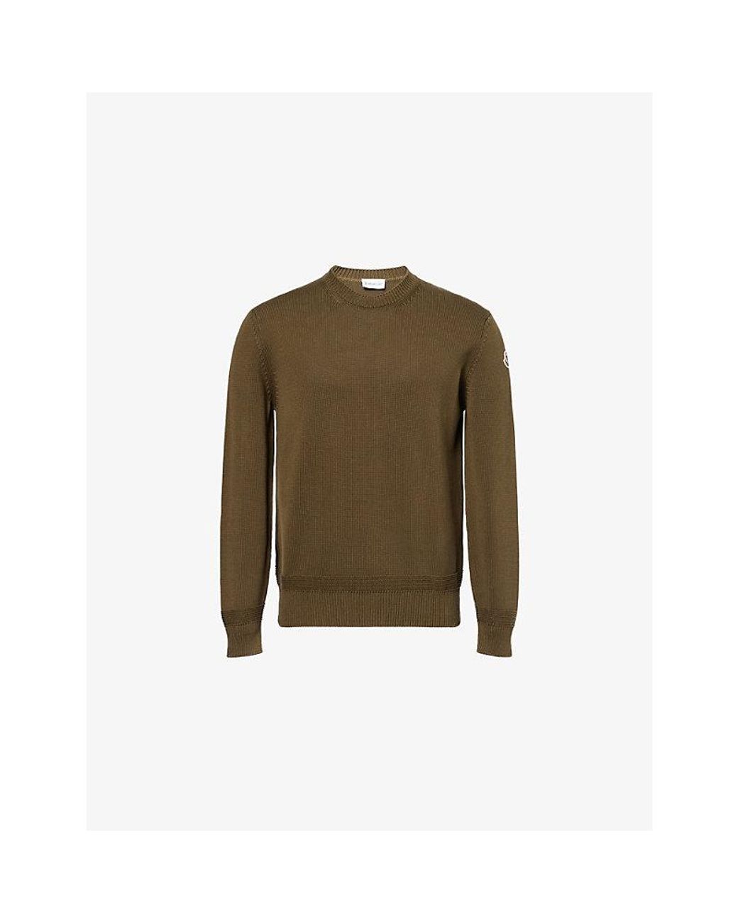 Moncler Green Crew-Neck Knitted Cotton Jumper for men