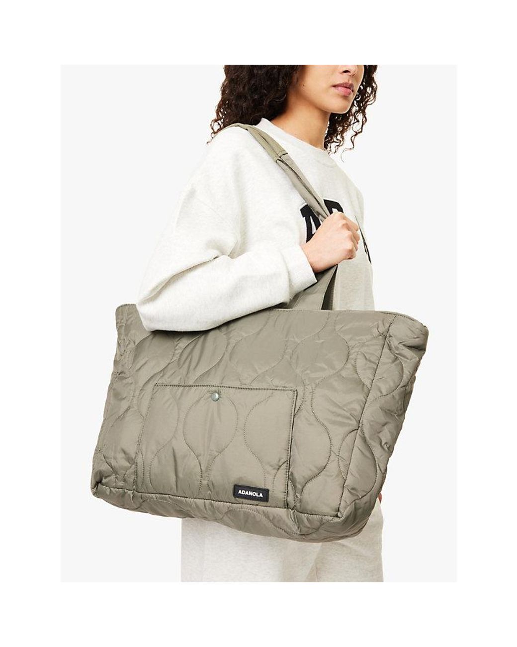 国内発送【ADANOLA】Quilted Nylon Tote Bag Quilted Nylon Tote Bag - Grey | Adanola