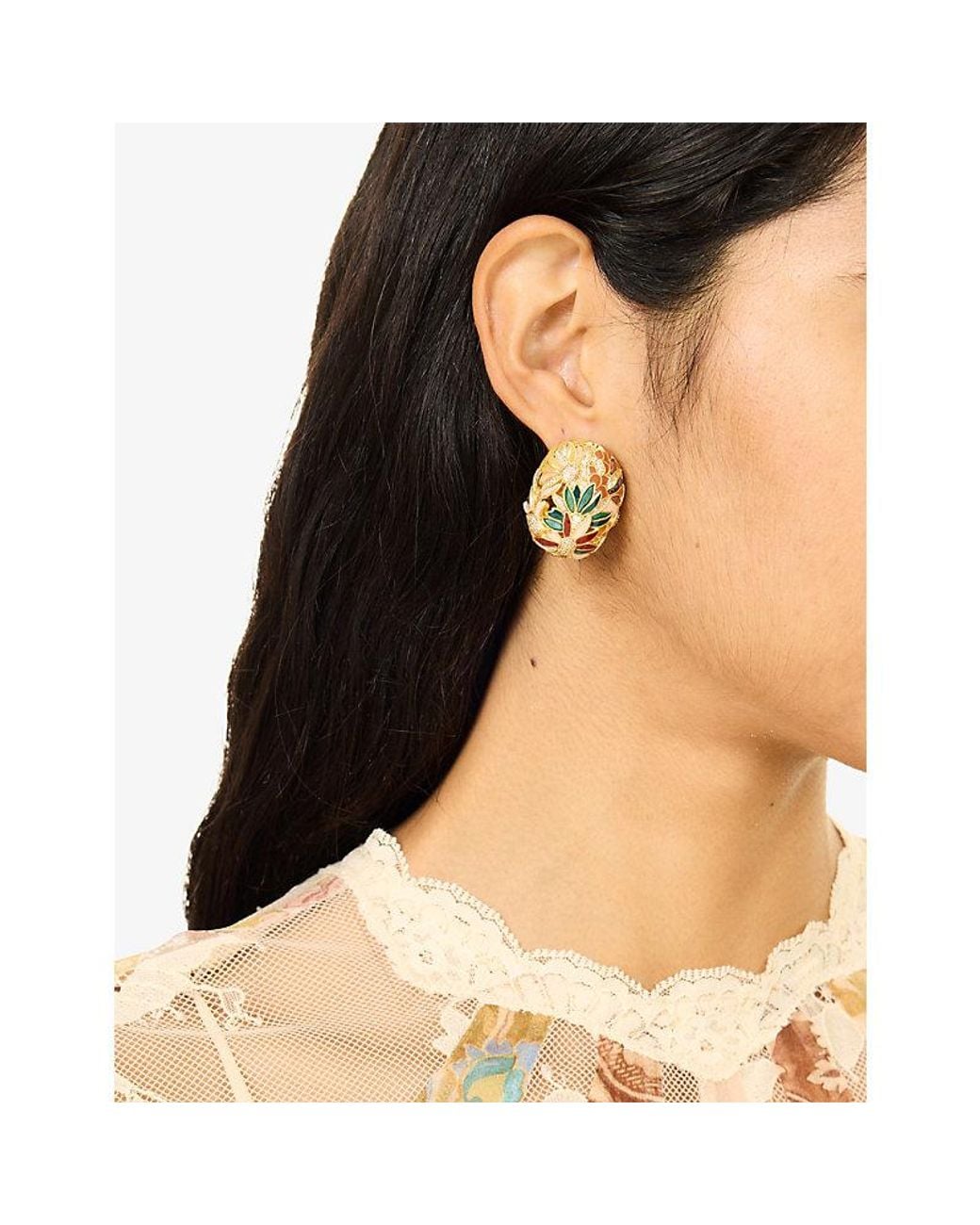 Zimmermann Metallic Botanica Crystal-Embellished-Plated Brass Stud Earrings