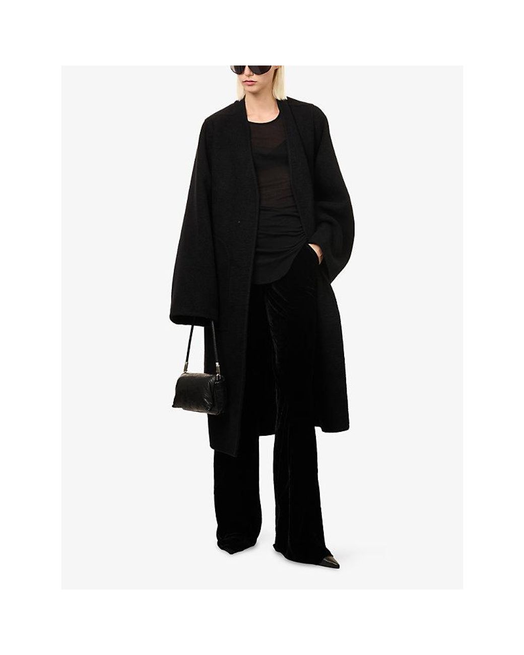 Rick Owens Black Dagger Belted Cashmere Coat