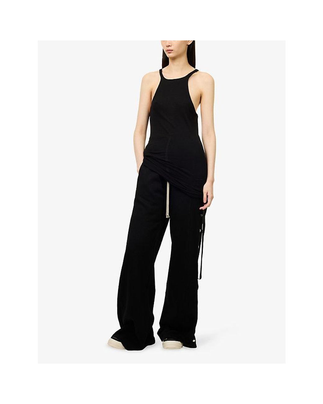 Rick Owens Blue Racerback Cotton Tank Top