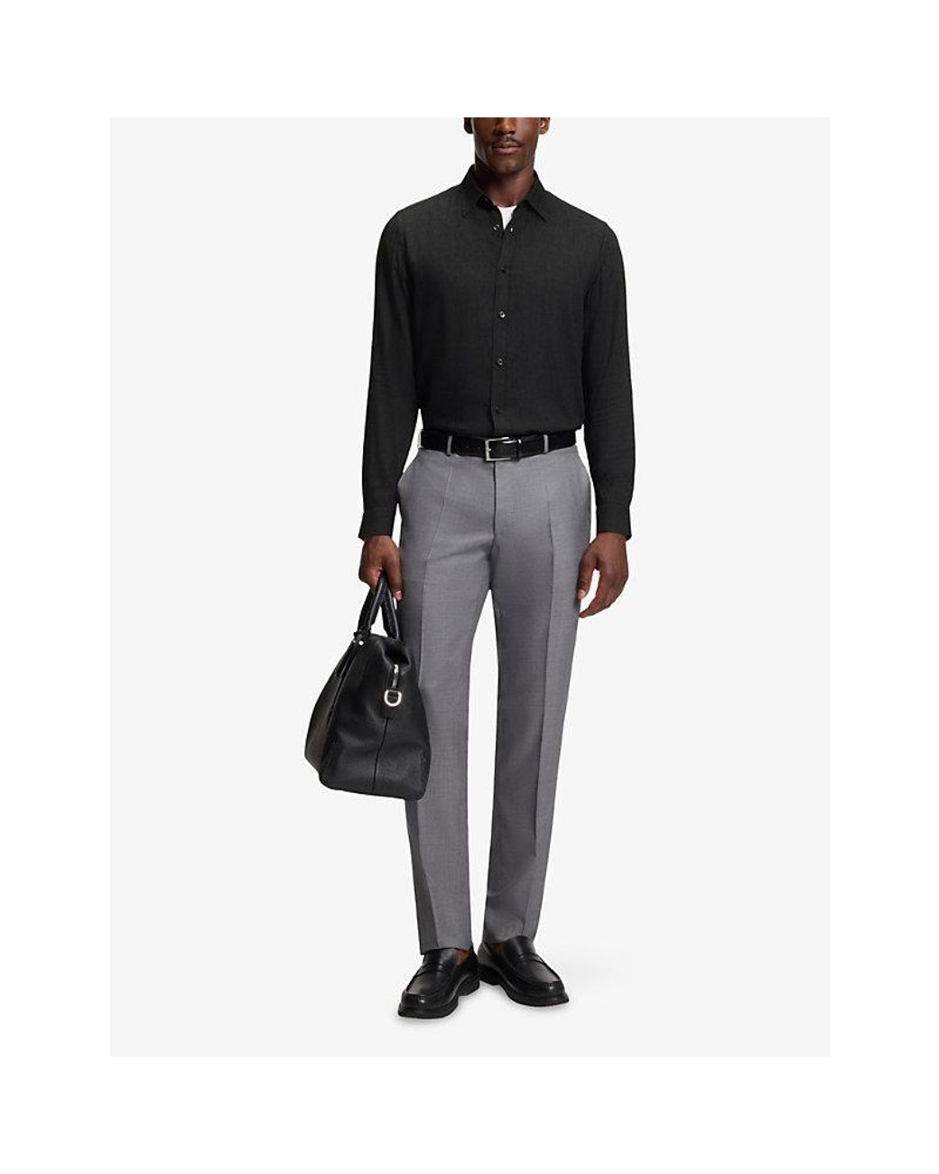 Boss Black Kent-Collar Slim-Fit Cotton-Blend Shirt for men