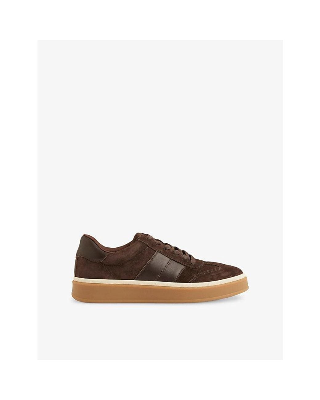 Reiss Brown Lizzie Suede Low-Top Trainers