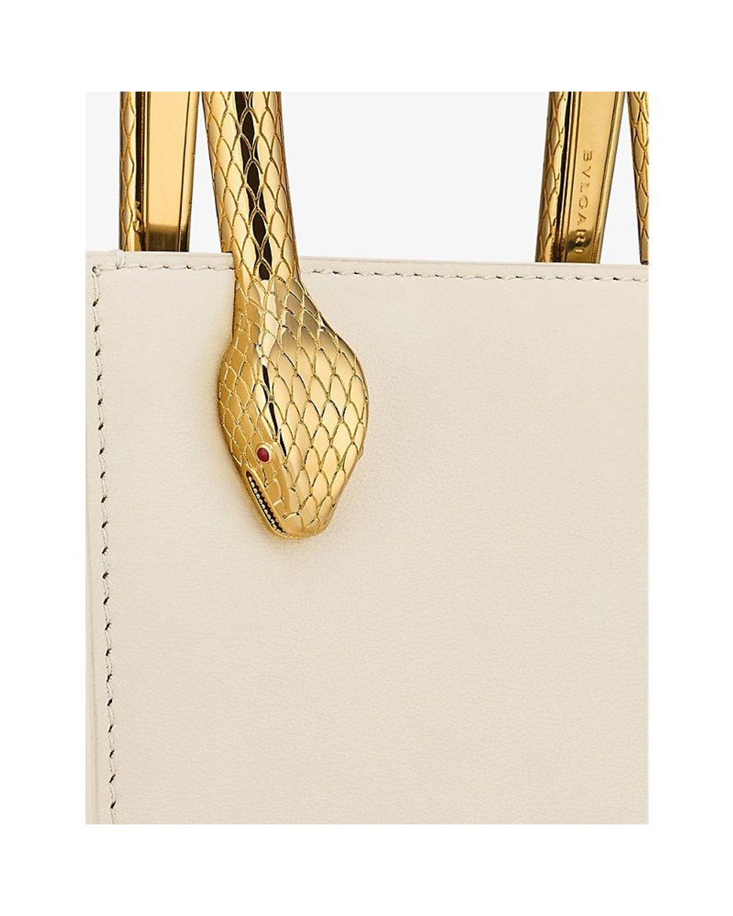 BVLGARI White Serpenti Mary Katrantzou Leather Tote Bag