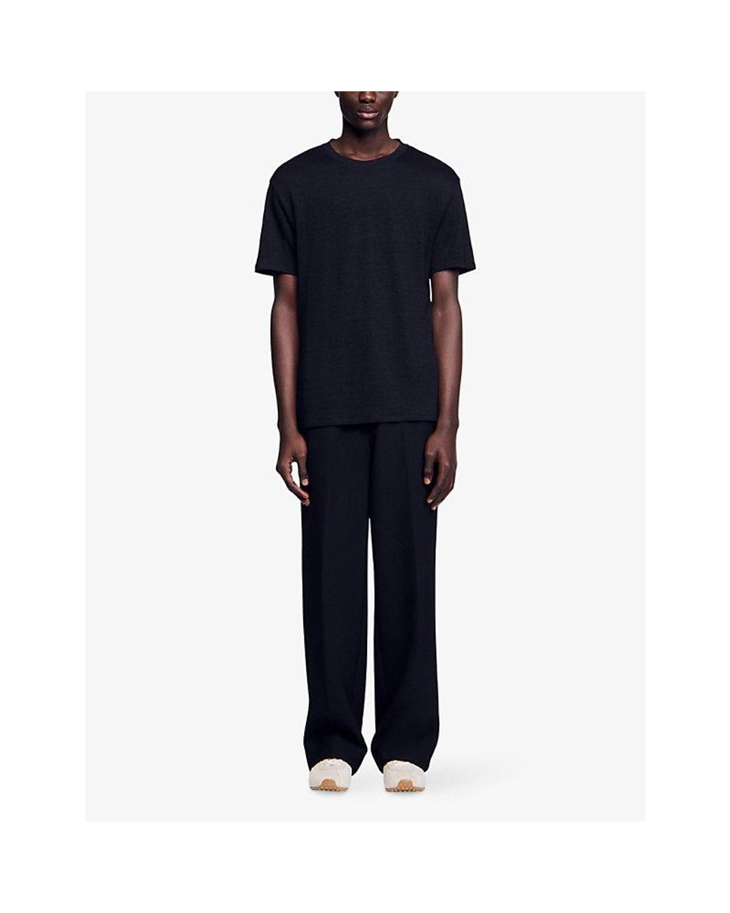 Sandro Black Certified Linen T-Shirt for men