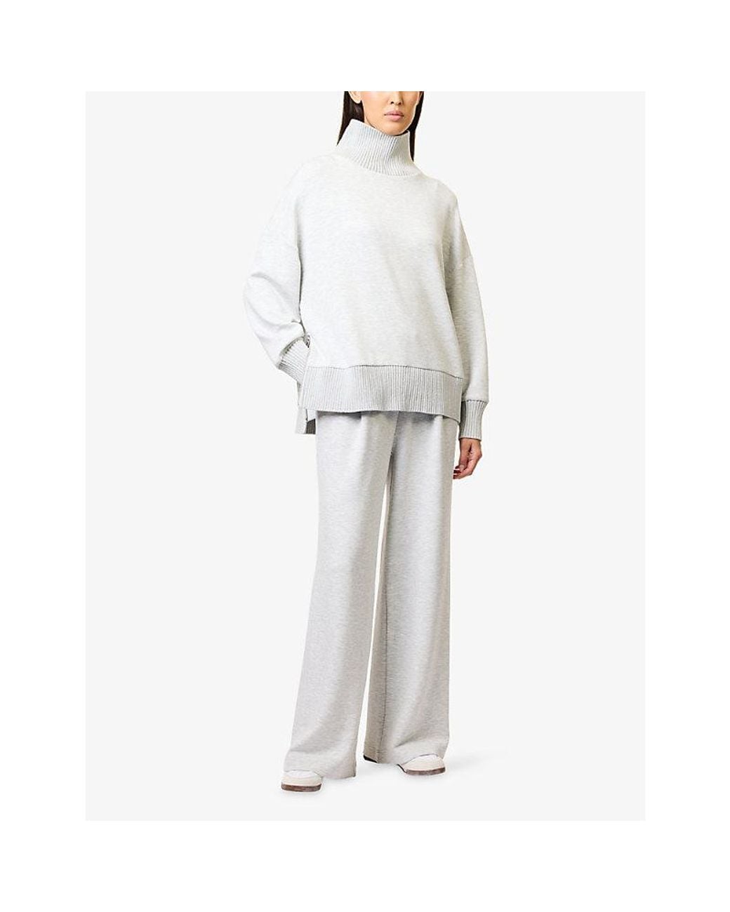 Varley White Barker High-Neck Jersey Sweatshirt