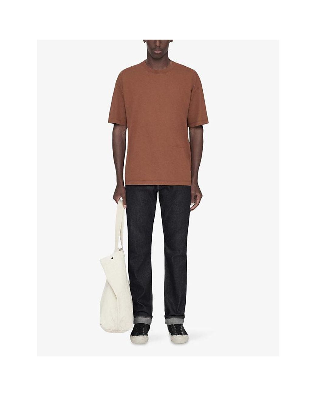 AllSaints Brown Maddox Crewneck Regular-Fit Cotton T-Shirt for men