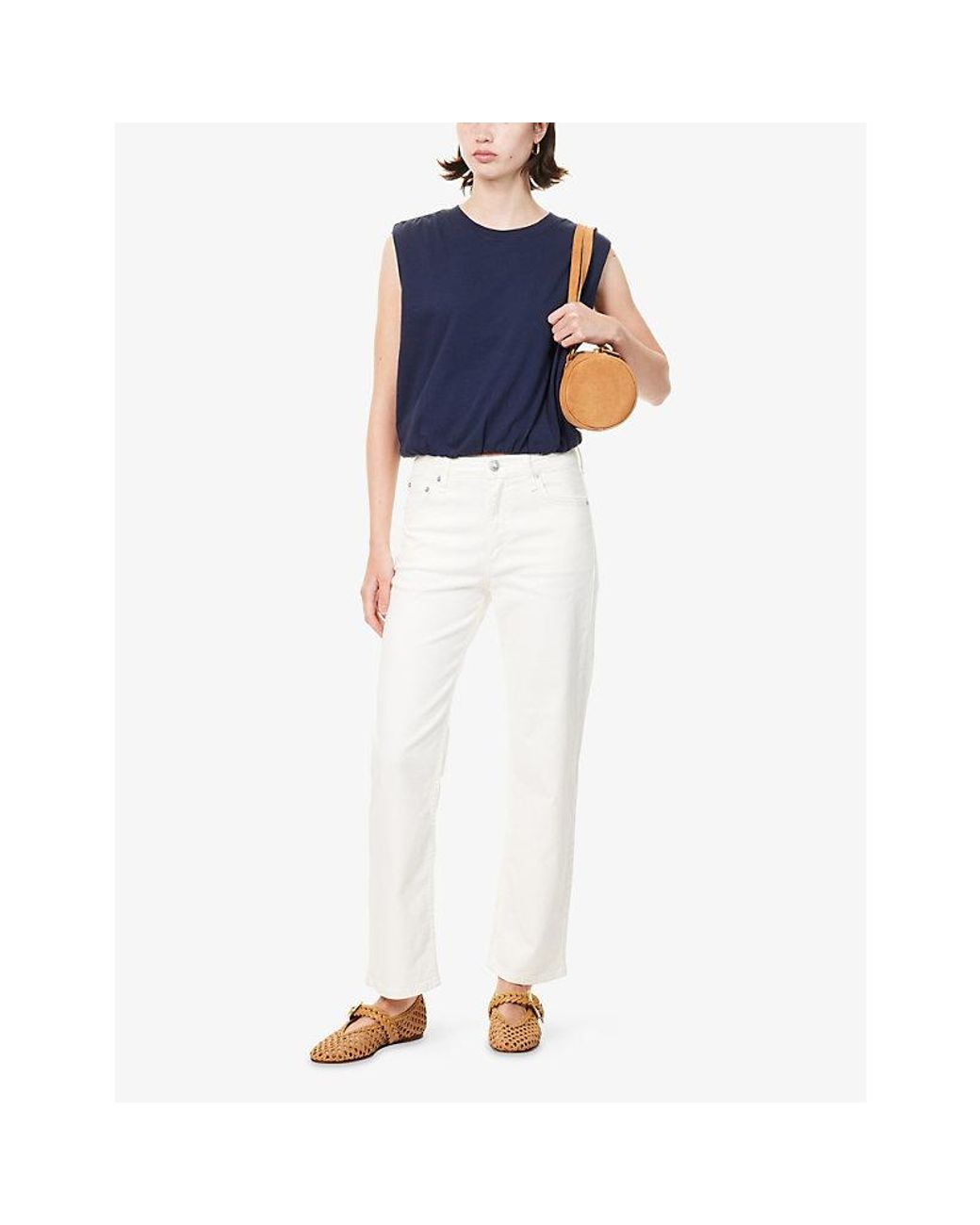 Rag & Bone White Harlow Straight-Leg Denim Jeans