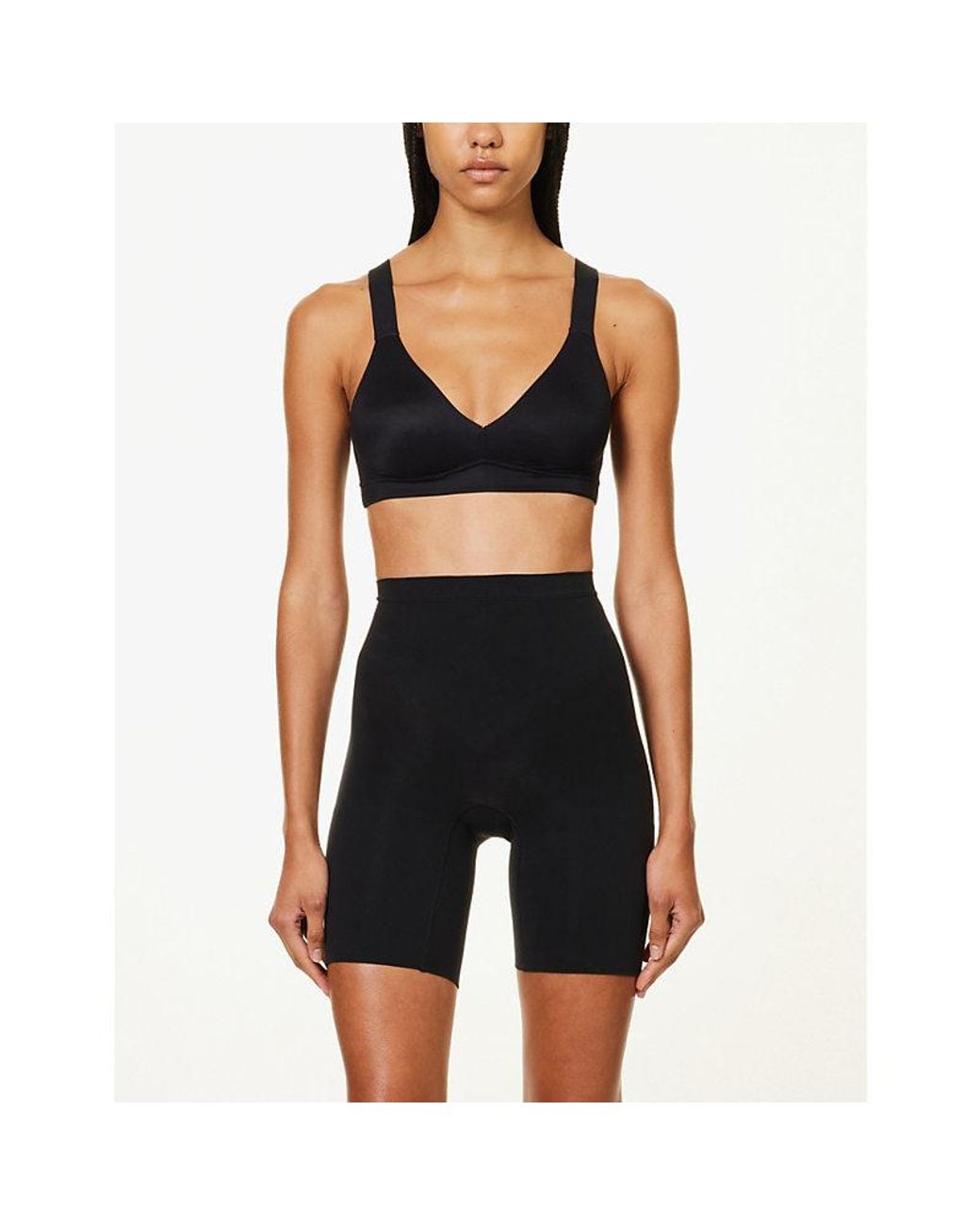 Spanx Black Everyday Shaping High-Rise Stretch-Woven Shorts