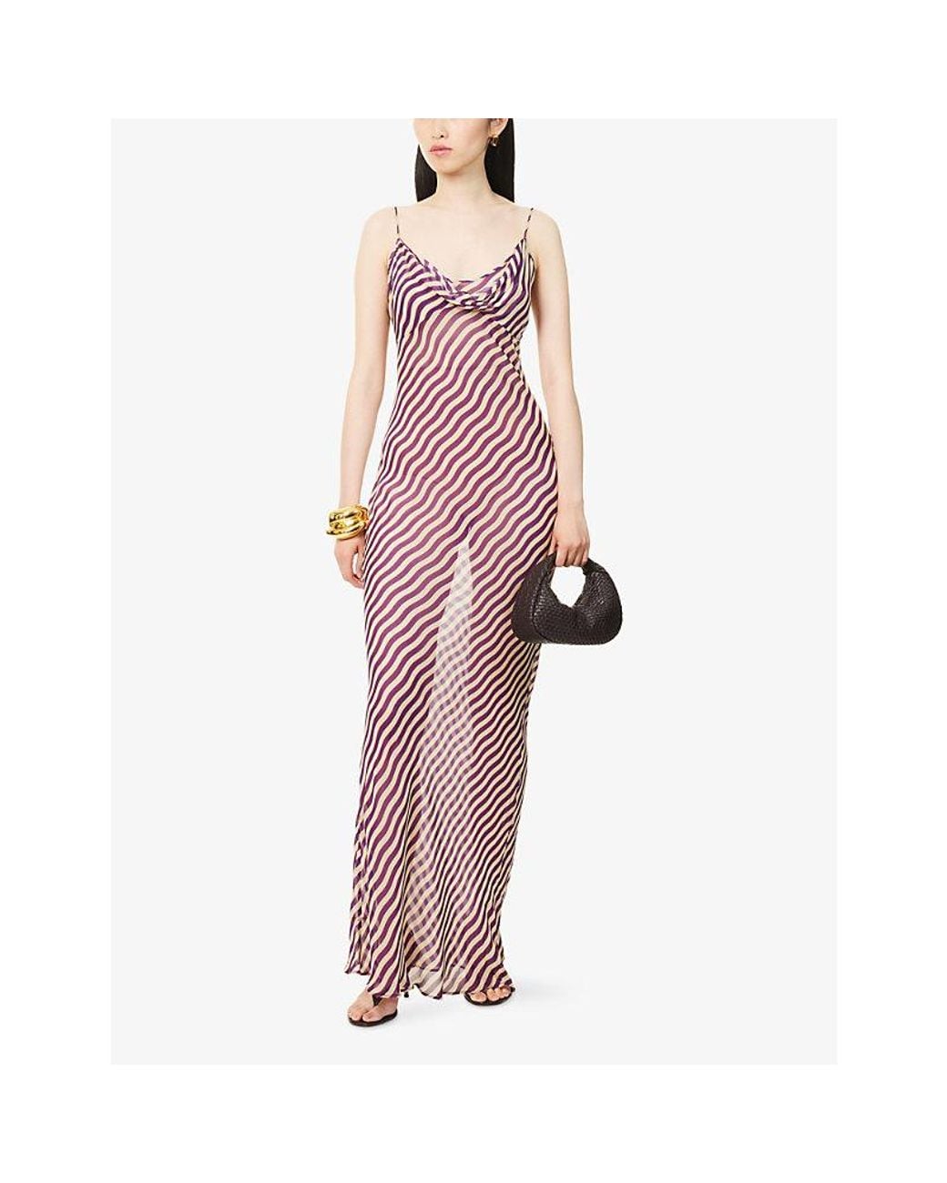Rat & Boa Purple Assisi Striped Sheer Maxi Dress