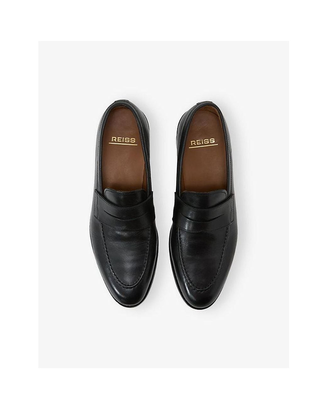 Reiss Black Peter Formal Leather Saddle Loafers for men
