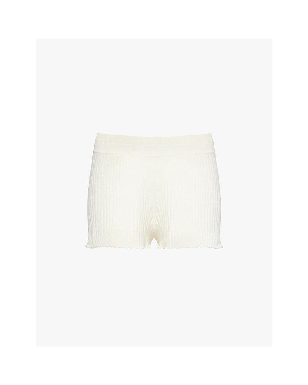 ADANOLA Marshmallow Relaxed-Fit Ribbed Cotton-Knitted Shorts