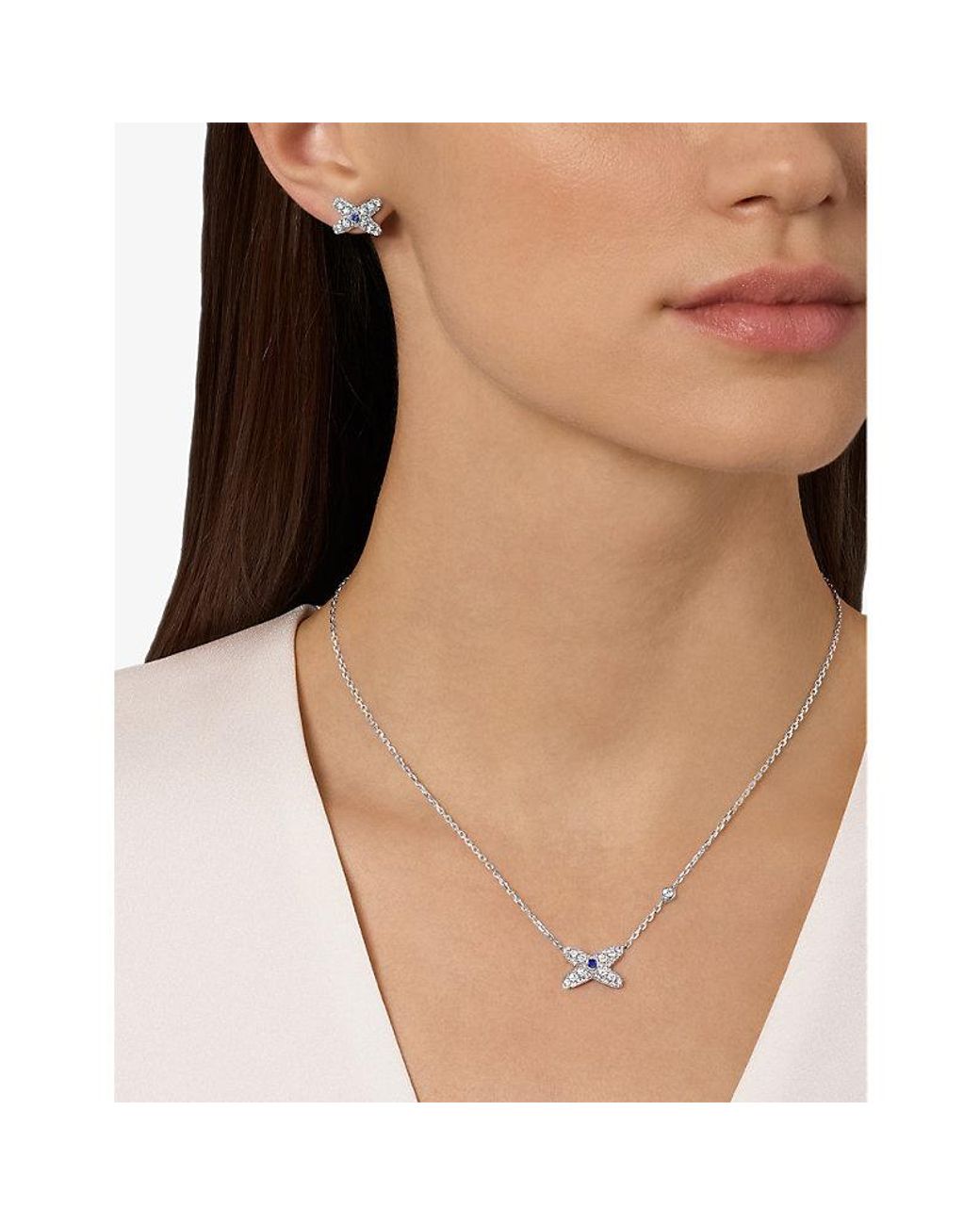 Chaumet Metallic Jeux De Liens 18Ct- 0.07Ct Brilliant-Cut Sapphire And 0.99Ct Brilliant-Cut Diamond Pendant Necklace