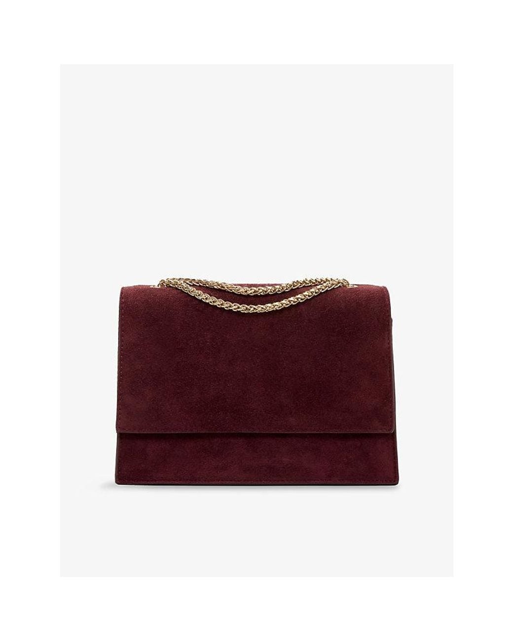 Phase Eight Red Chain-Handle Suede Clutch Bag