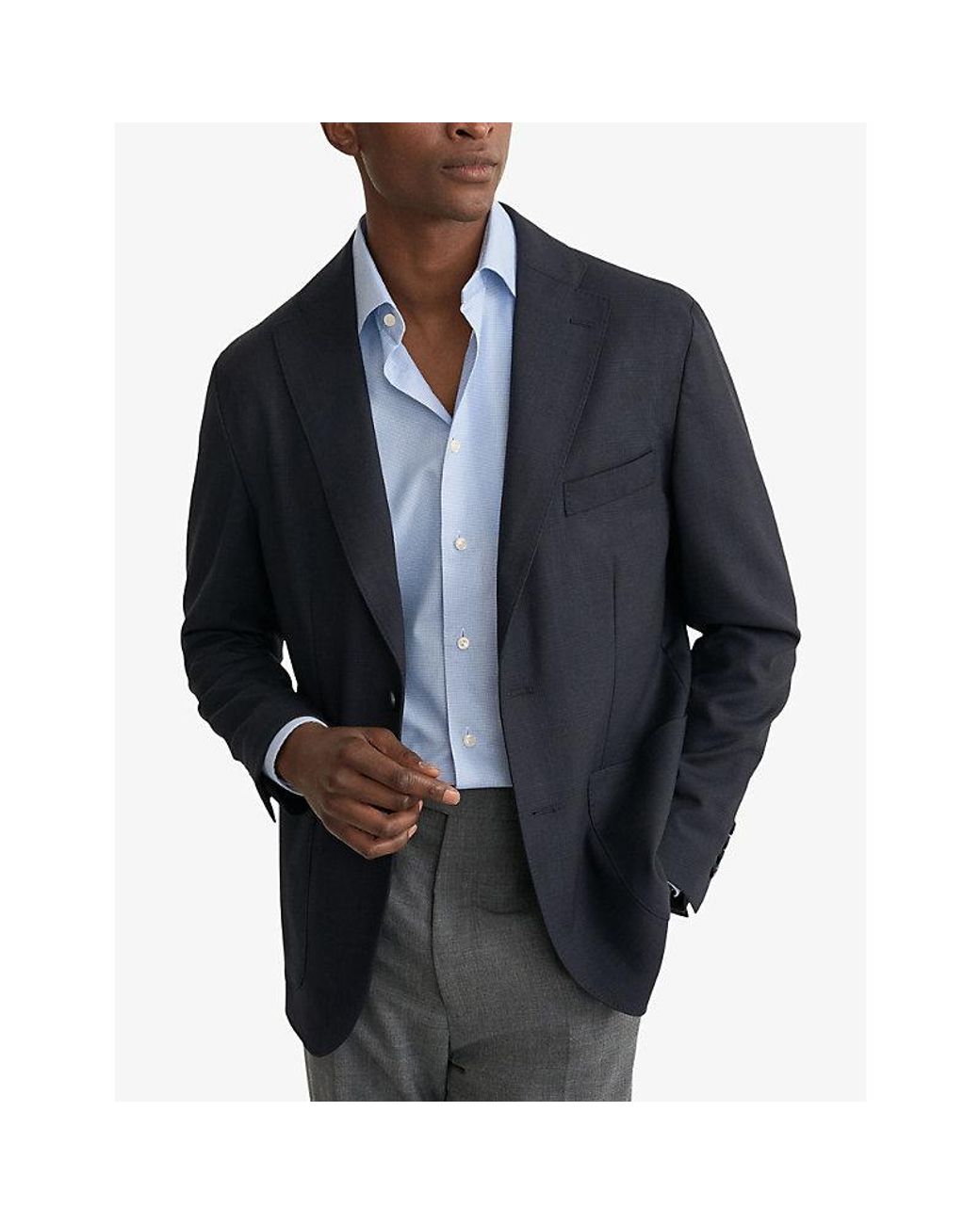 Eton of Sweden Blue Dobby Semi-Solid Slim-Fit Cotton Shirt for men
