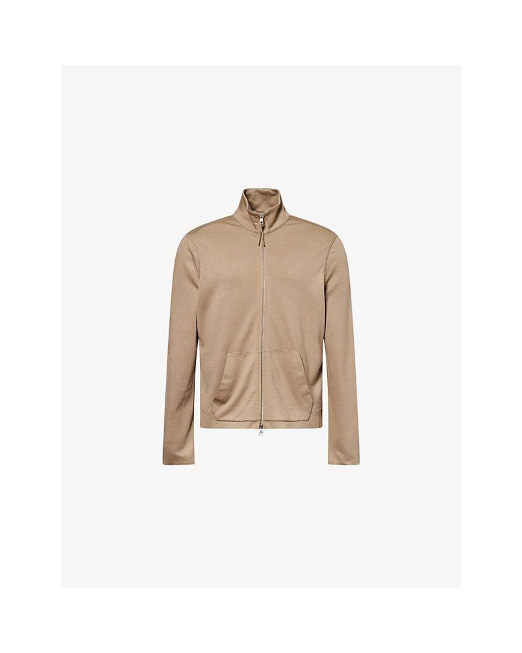 Dunhill Natural High-Neck Regular-Fit Wool And Cashmere Track Jacket for men
