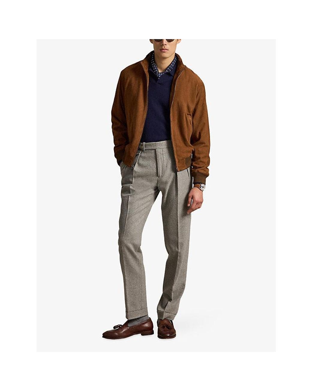 Polo Ralph Lauren Brown Charlton Suede Bomber Jacket for men