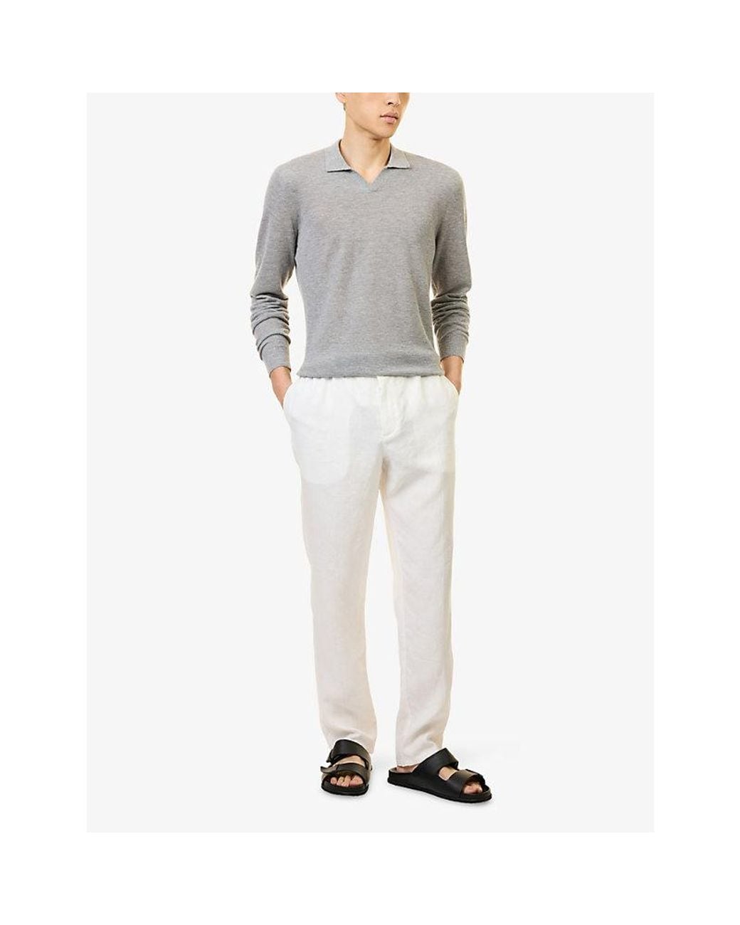 Orlebar Brown Gray Bresson Knitted Cashmere Polo for men