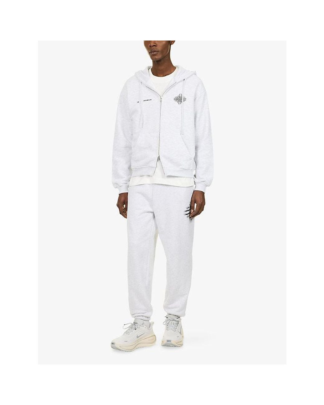 The Couture Club White Motion Logo-Print Cotton Hoodie for men