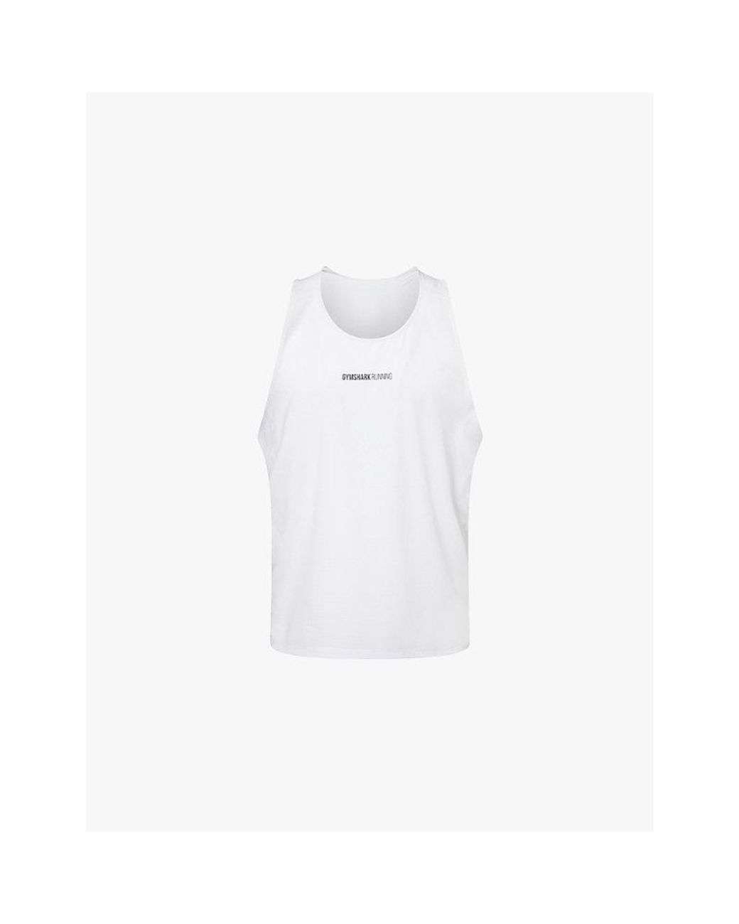 GYMSHARK White Running Logo-Print Stretch-Woven Tank Top for men