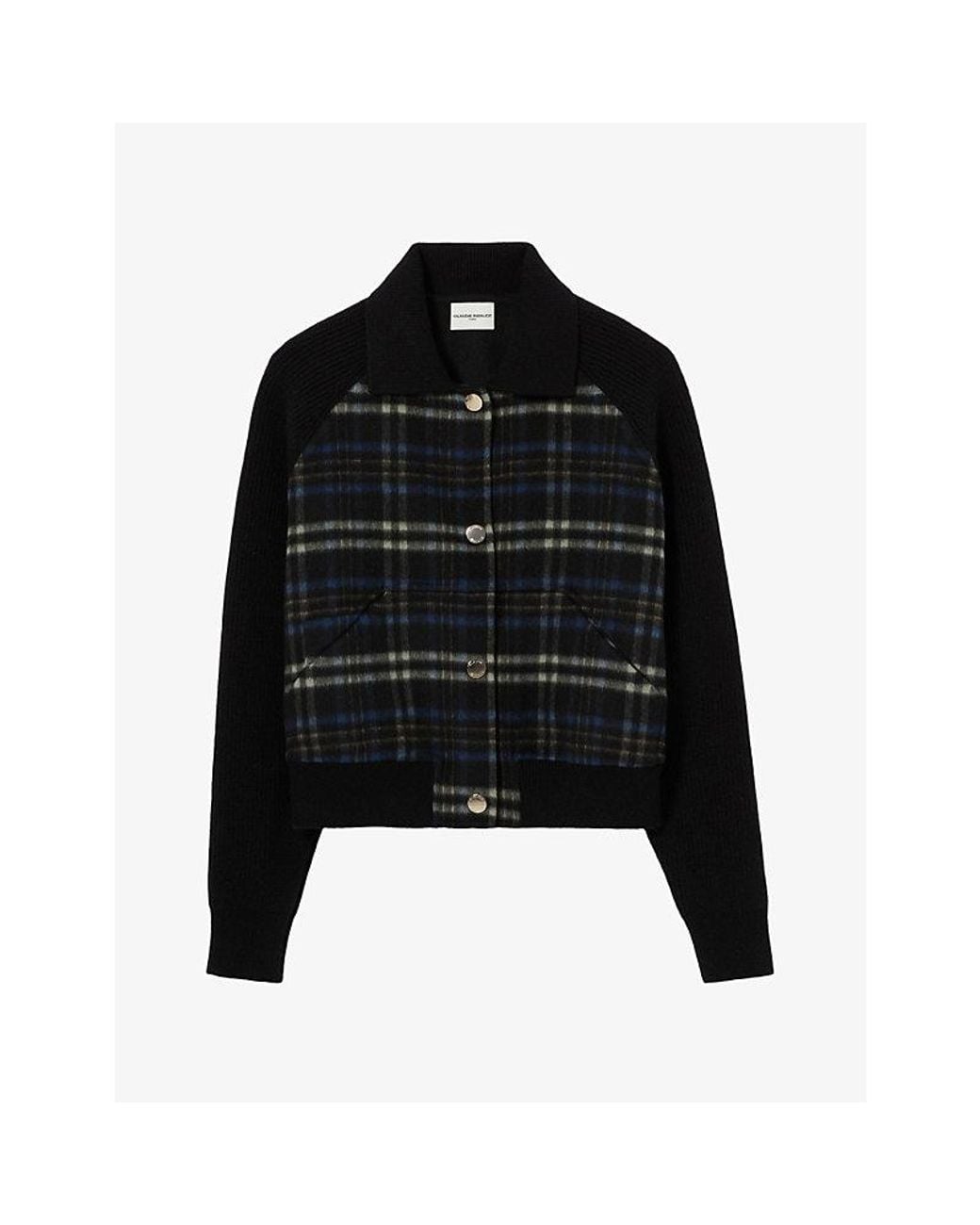 Claudie Pierlot Black Checked Wool-Blend Jacket