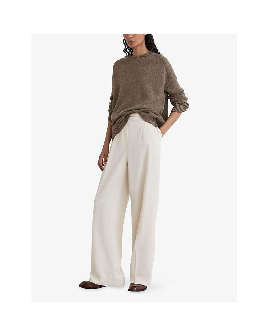 Reiss Gray Riley Long-Sleeve Wool And Cashmere Jumper