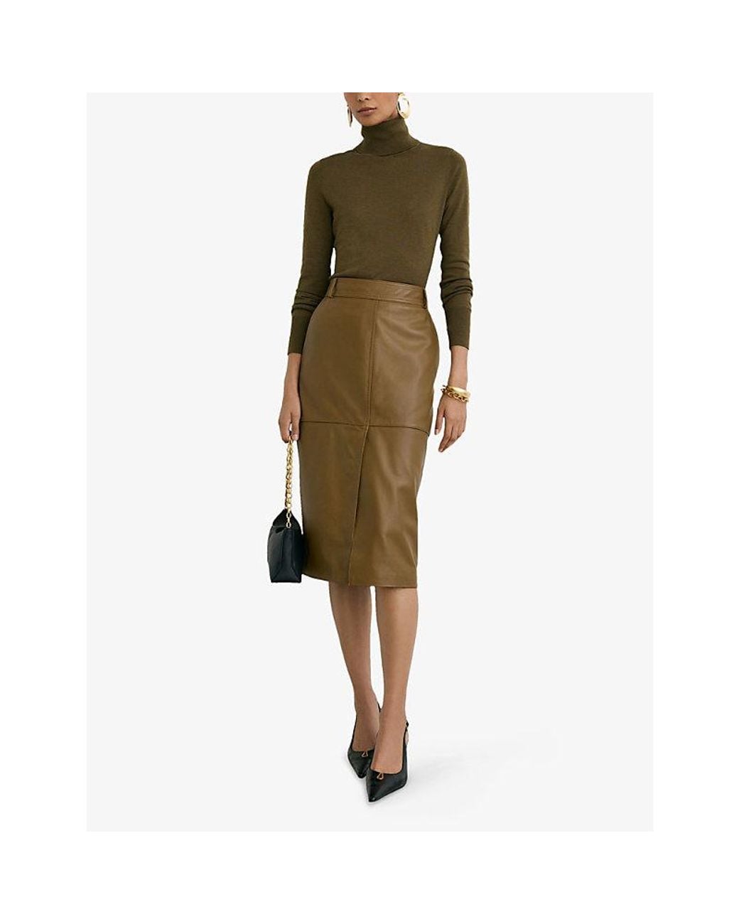 Reiss Green Edina Roll-Neck Merino-Wool Jumper