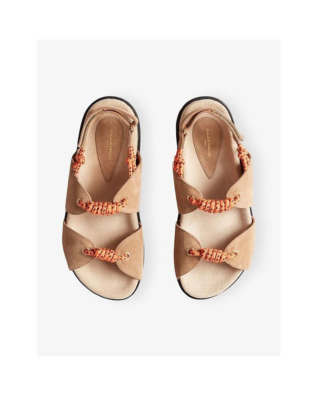 Claudie Pierlot Natural Rope-Trim Suede Sandals