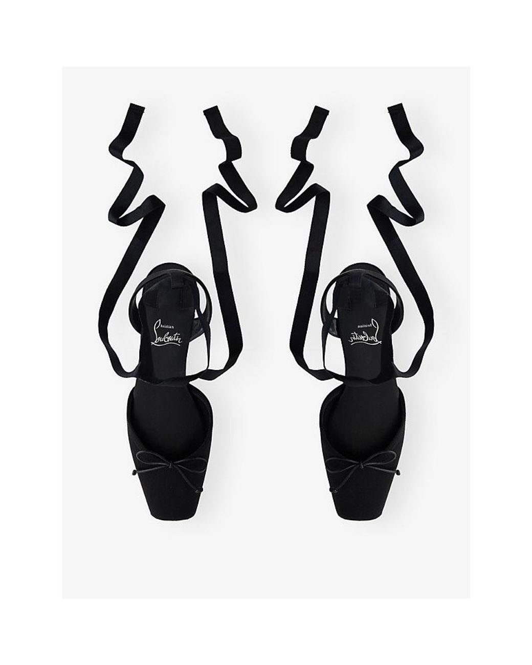 Christian Louboutin Black Cassia Lace-Up Satin Ballerina Flats