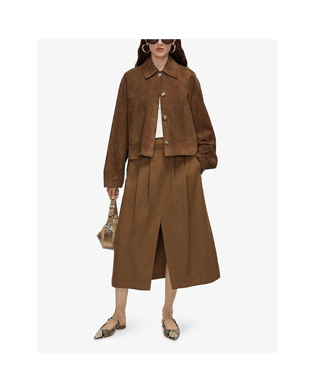 Joseph Natural Kharis A-Line Cotton And Linen-Blend Midi Skirt