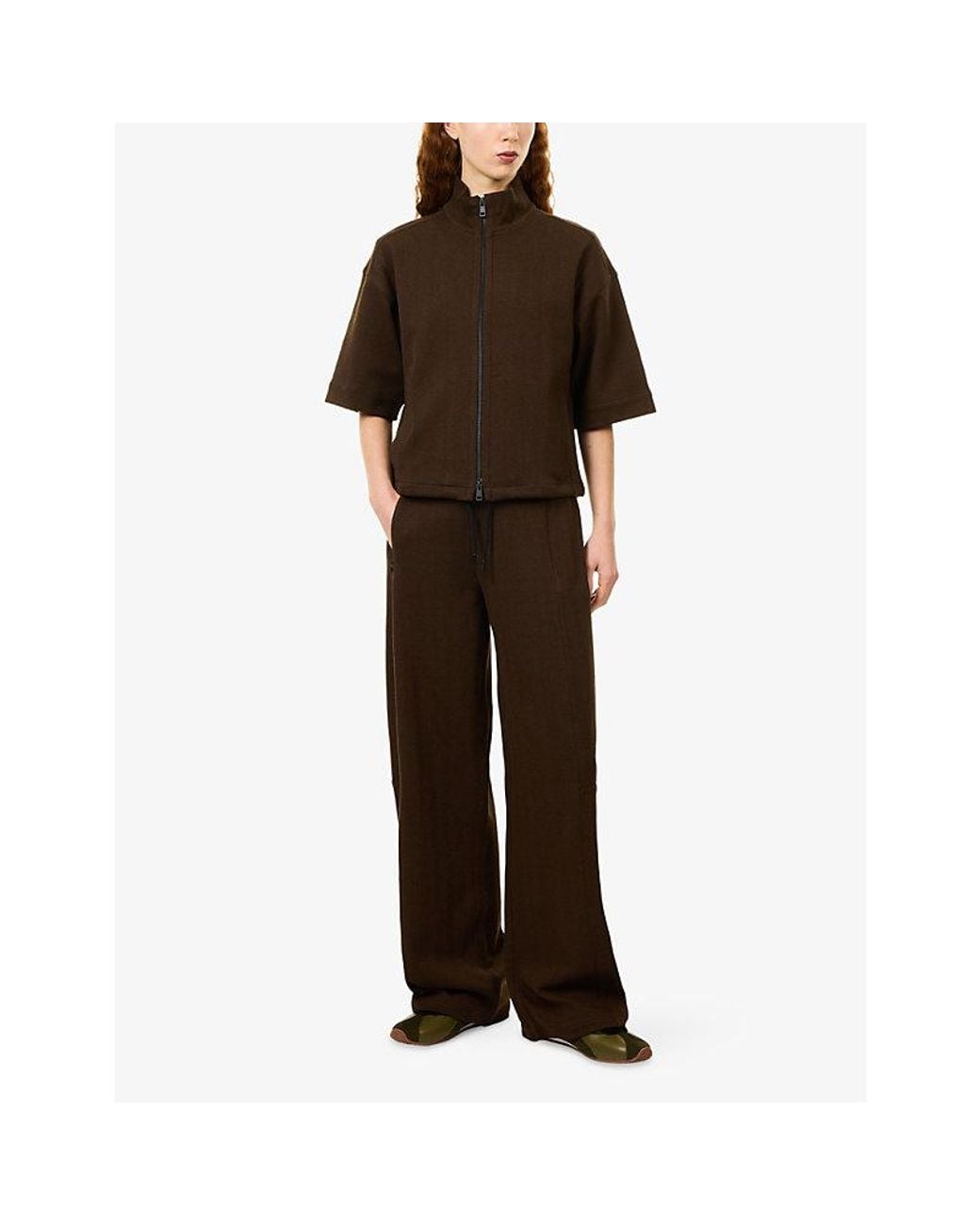 ME+EM Brown Wide-Leg Twill Trousers