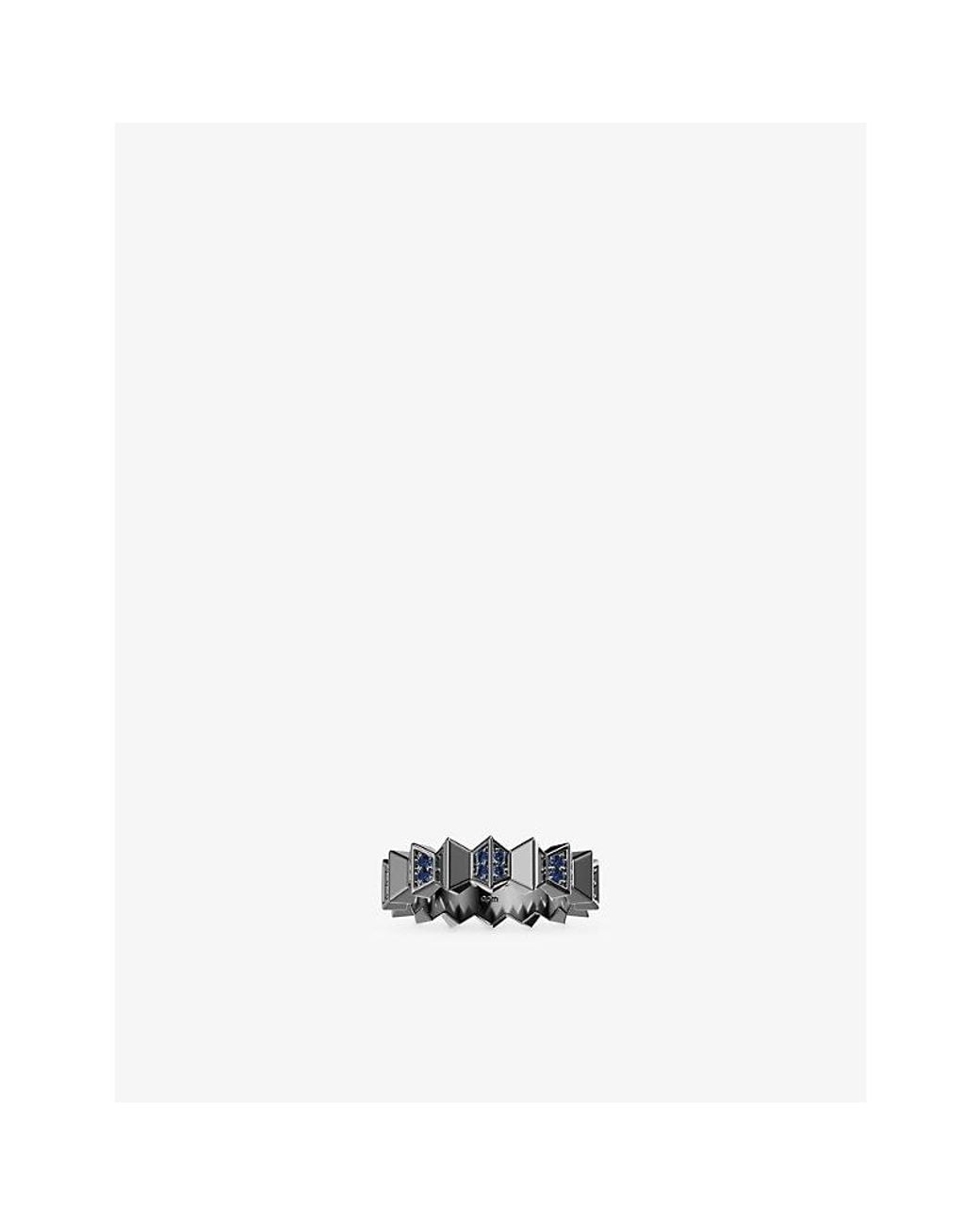 Apm Monaco White Up And Down Ruthenium Plated Alloy And Cubic Zirconia Ring