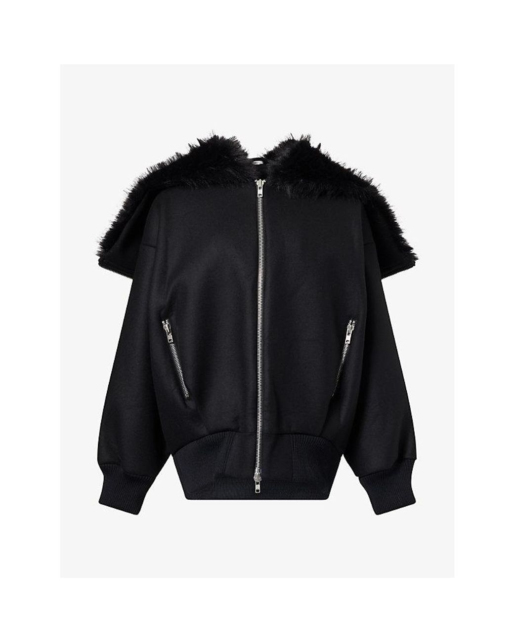 Simone Rocha Black Split-Hood Wool-Blend Jacket for men