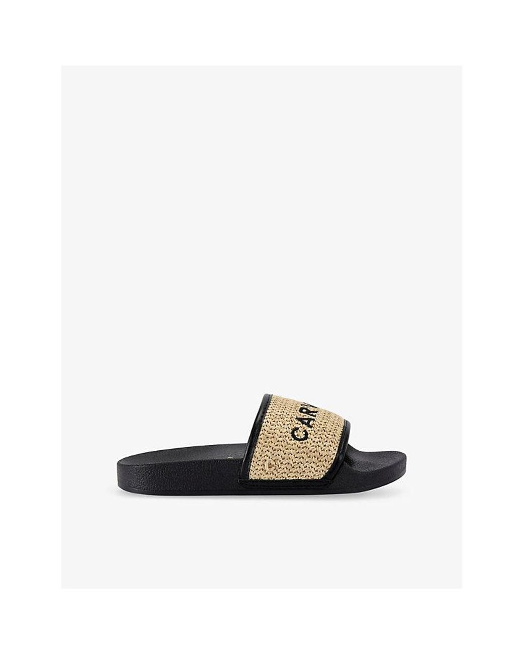 Carvela Kurt Geiger Multicolor Sorrento Straw-Weave Faux-Leather Slider Sandals