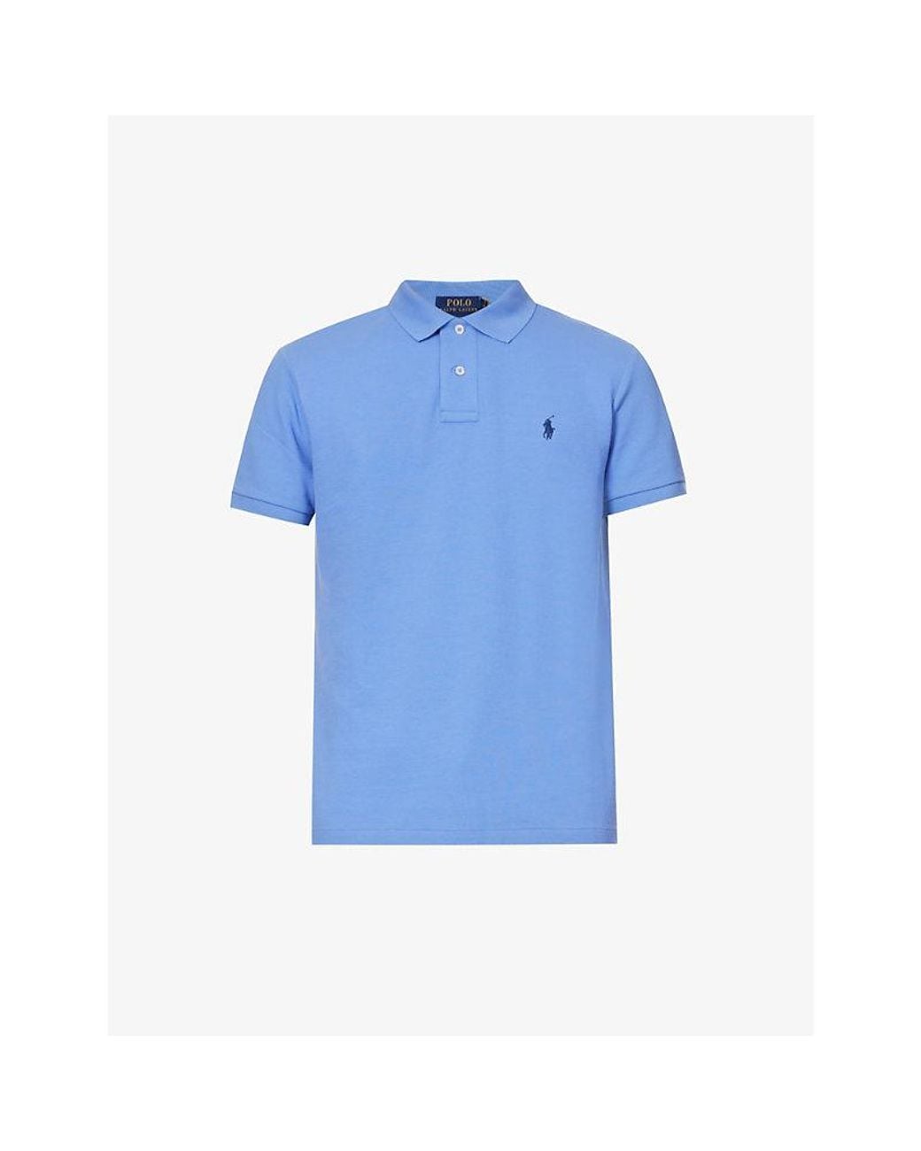 Polo Ralph Lauren Blue Embroidered-logo Regular-fit Cotton-piqué Polo Shirt for men