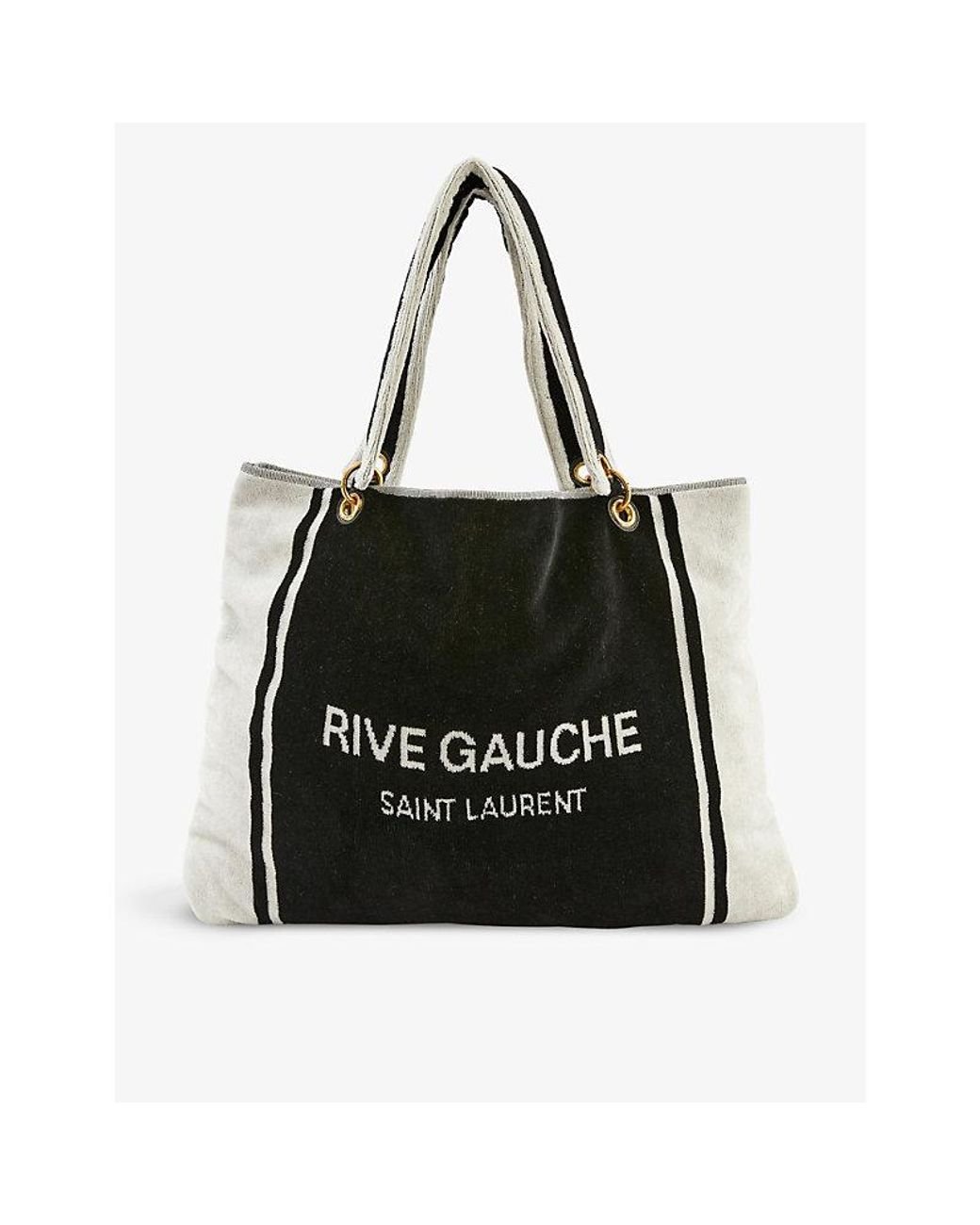 Saint Laurent Rive Gauche Cotton-towel Tote Bag in Black | Lyst