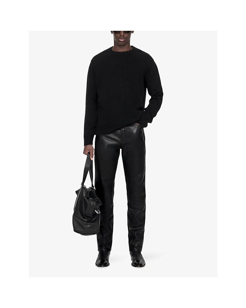 AllSaints Black Remus Crewneck Long-Sleeve Wool And Cotton-Blend Jumper for men
