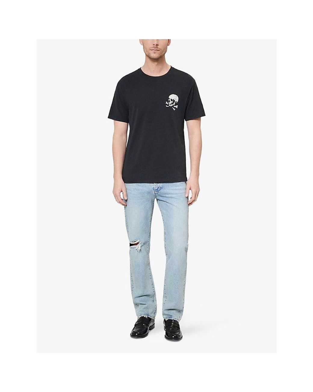 The Kooples Black Skull Graphic-Print Cotton-Jersey T-Shirt for men