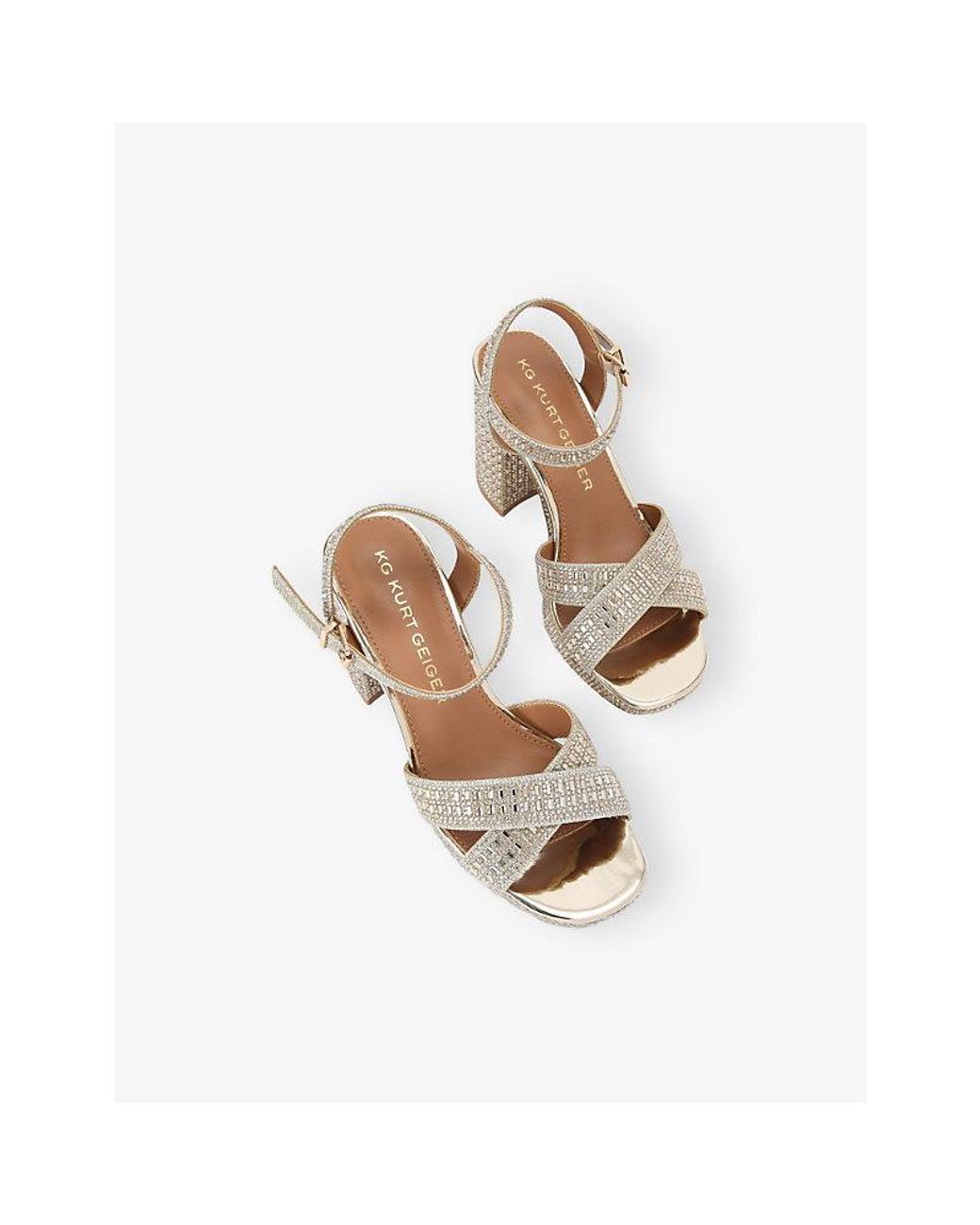 KG by Kurt Geiger White Fleur Metallic-Woven Platform Sandals