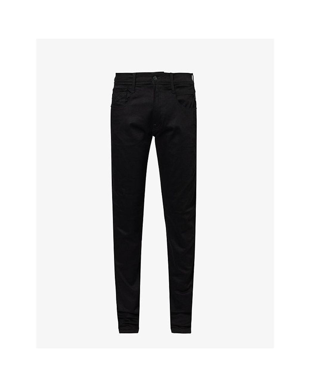 Replay Black Anbass Hyperflex Slim-Fit Stretch-Denim Jeans for men