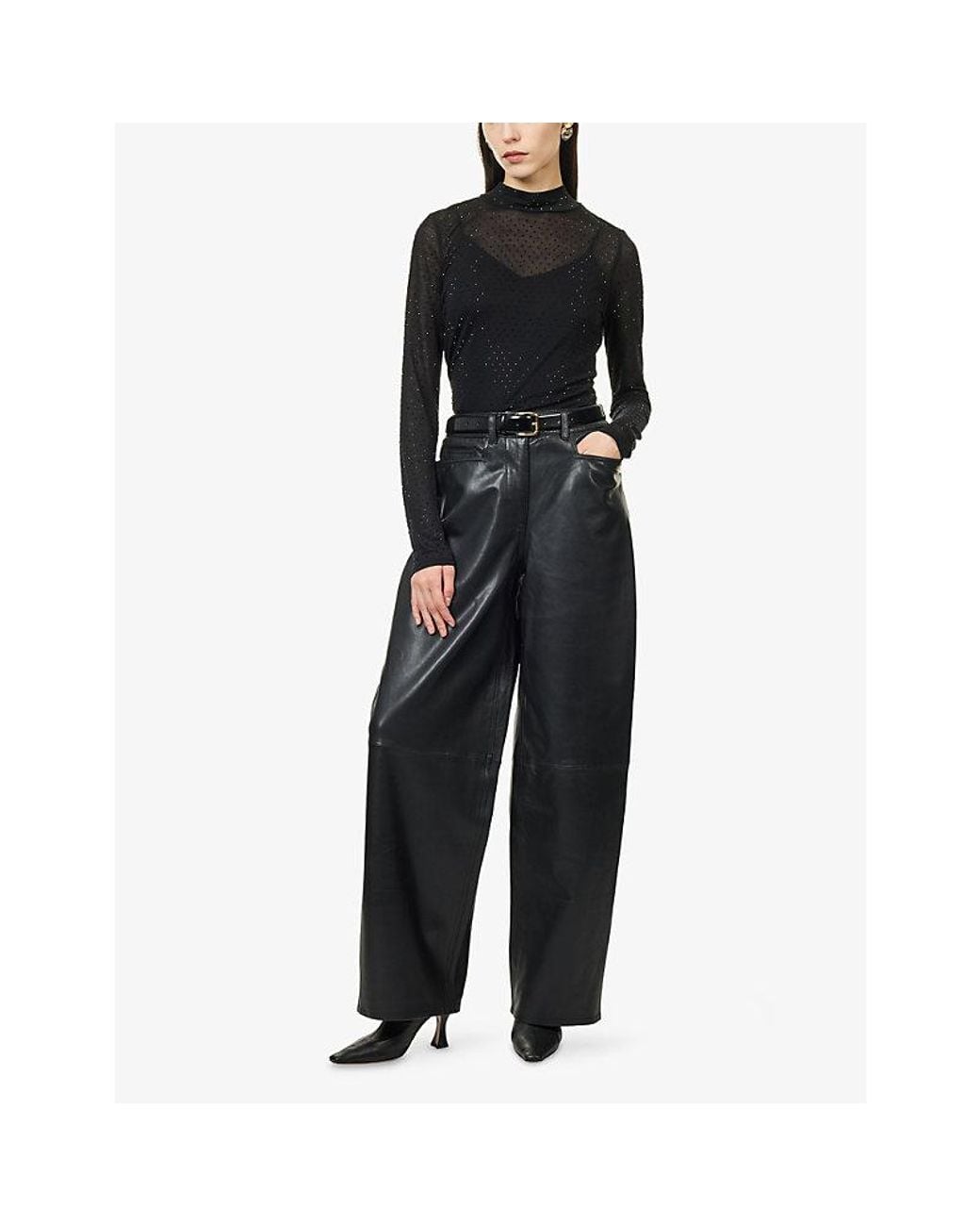 PAIGE Black Ursula High-Neck Mesh Top