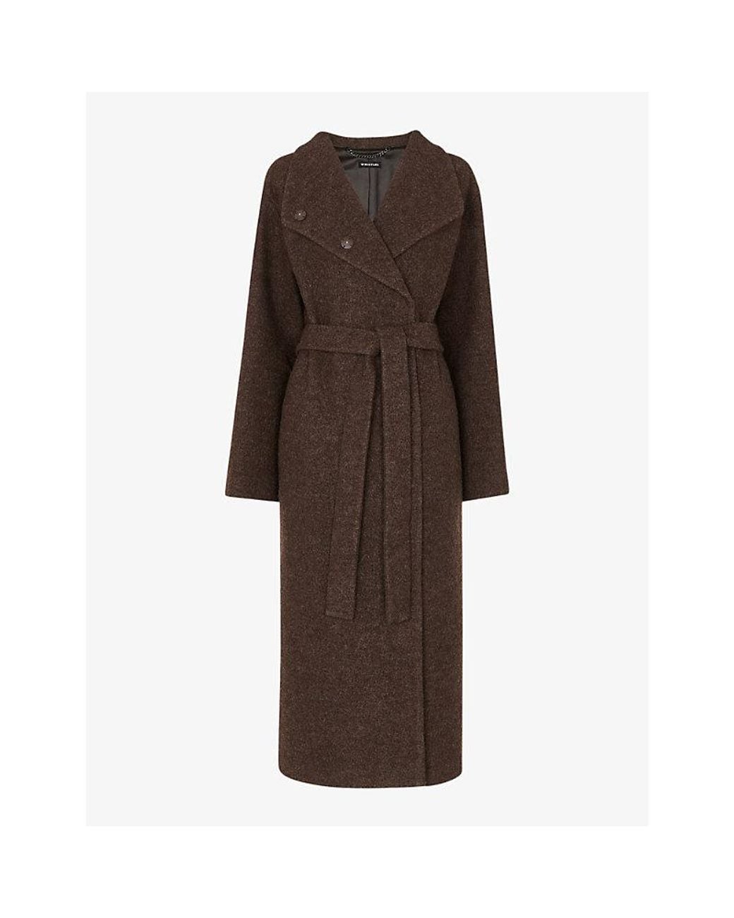 Whistles Brown Morgan Funnel-Neck Wool Coat