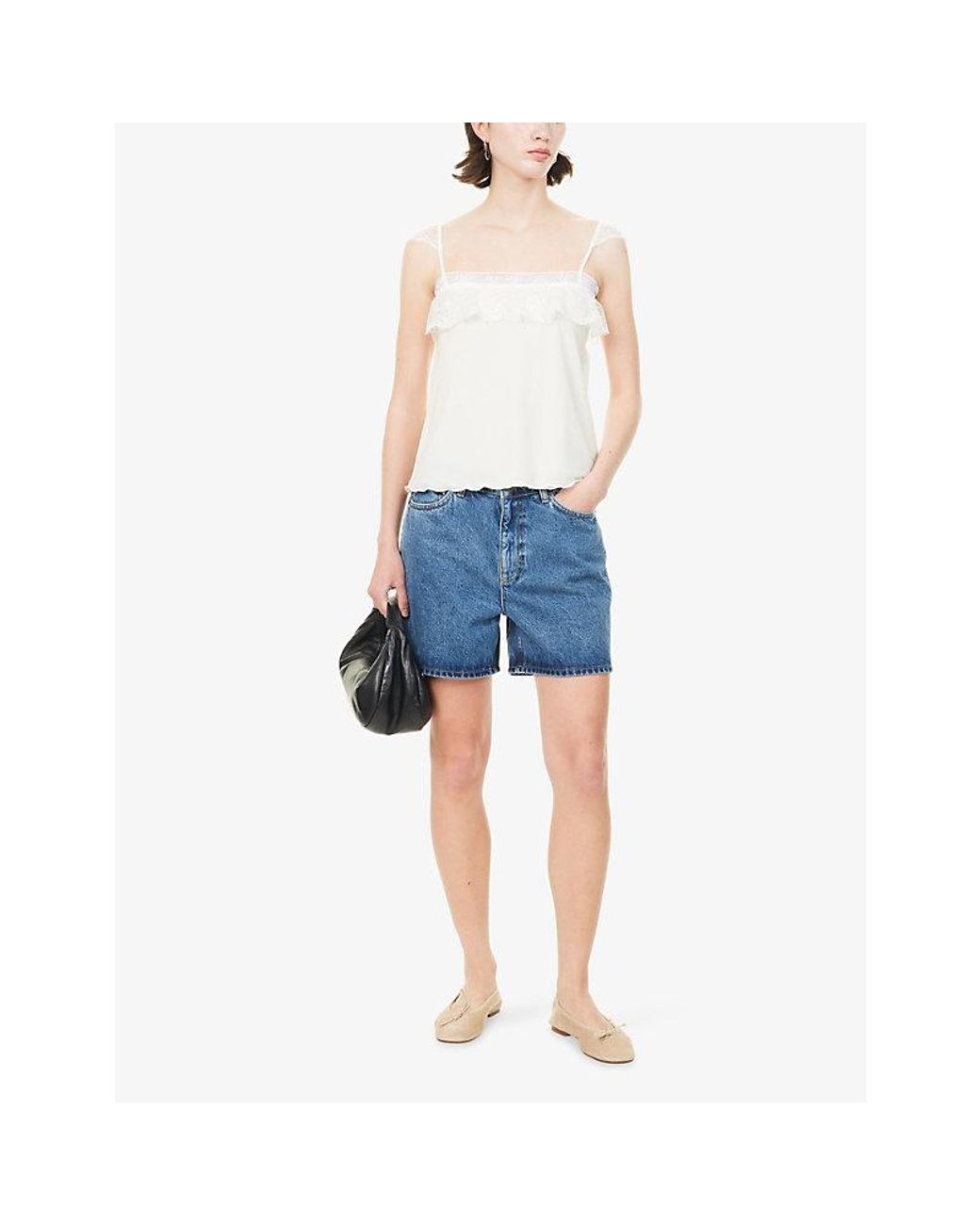 Skall Studio Blue Willie High-Waist Cotton Denim Shorts