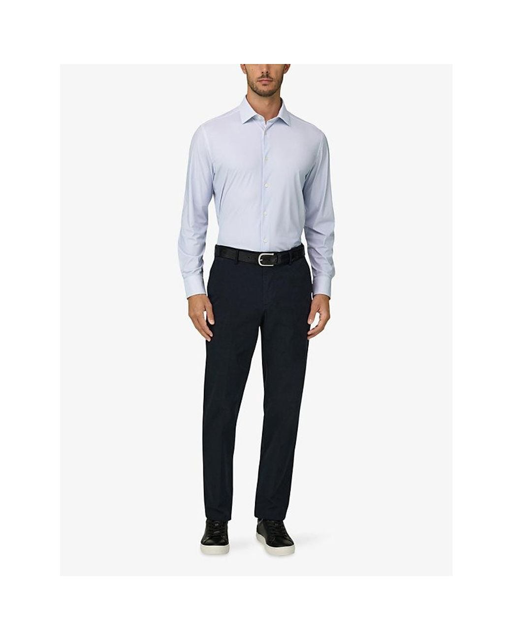 Boggi Blue Straight-Leg Regular-Fit Stretch Cotton-Blend Trousers for men