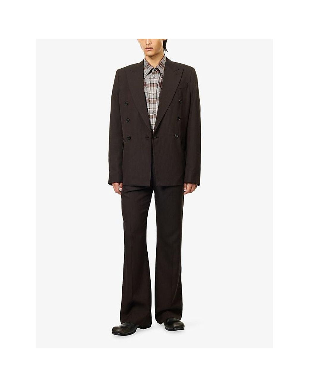 Acne Black Jason Fluid Herringbone Double-Breasted Blazer for men