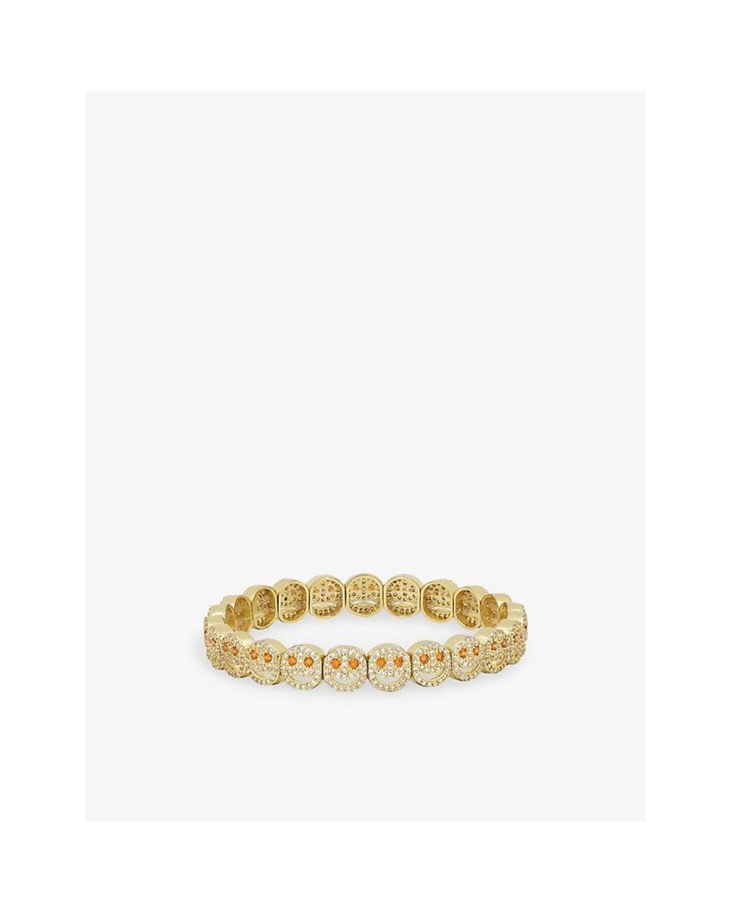 Lisa Gozlan Metallic The Pavé Happy Face 18Ct-Plated Brass And Cubic Zirconia Bracelet